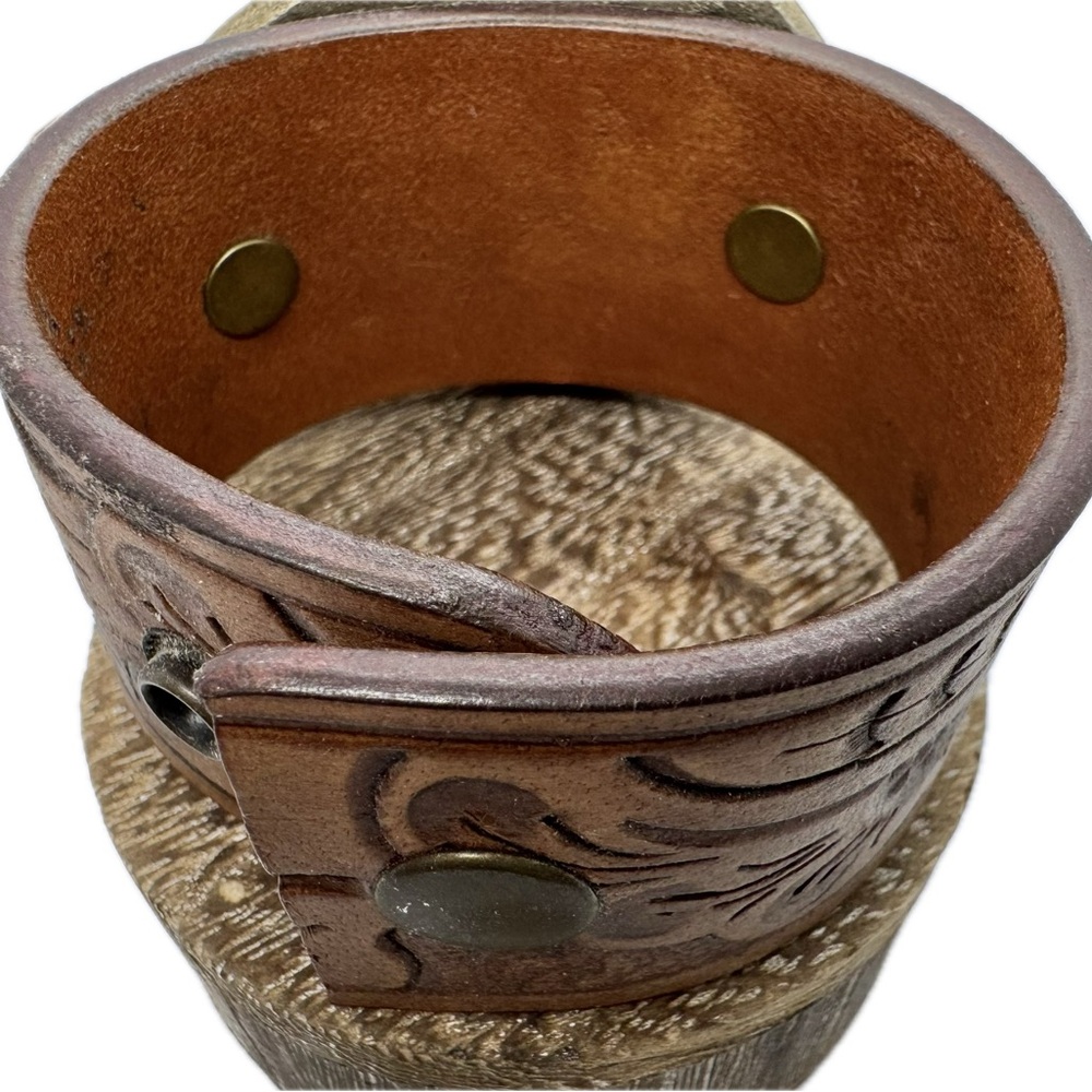 A Rare Bird Brass and Leather Cuff - Picture 3 of 7